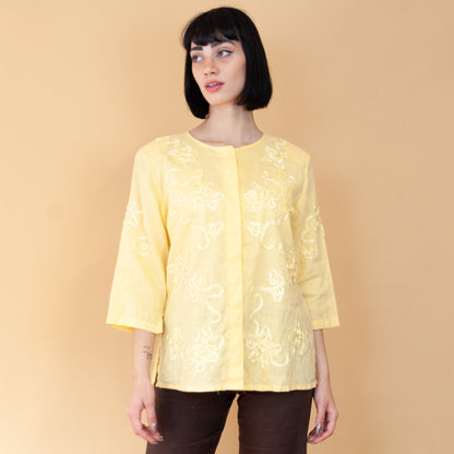 VIN-BLO-23642 Vintage πουκάμισο λινό XL