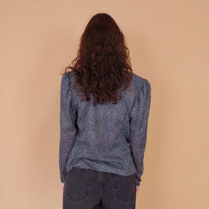 VIN-BLO-32156 Vintage πουκάμισο μαύρο κρουαζέ M-L