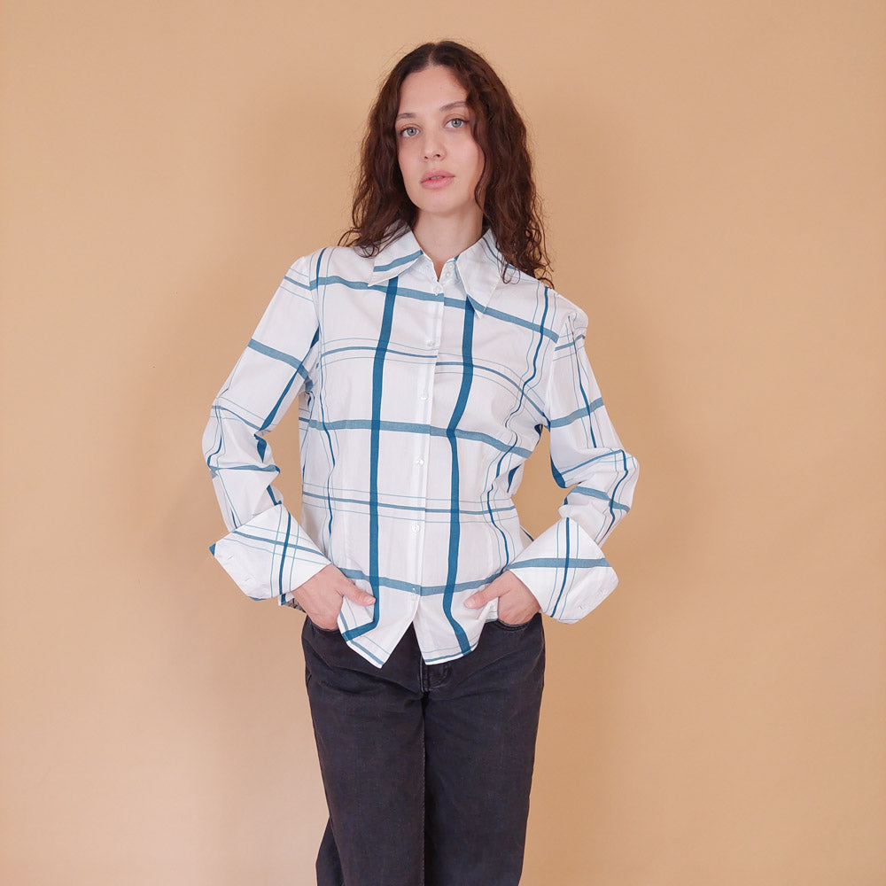 VIN-BLO-32158 Vintage πουκάμισο καρό M-L