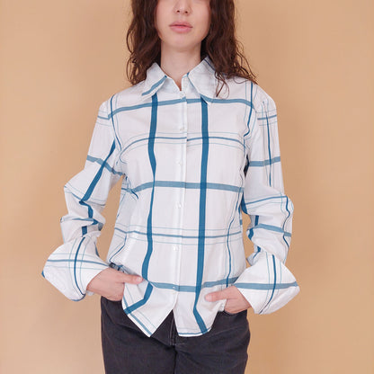 VIN-BLO-32158 Vintage πουκάμισο καρό 70s style M-L