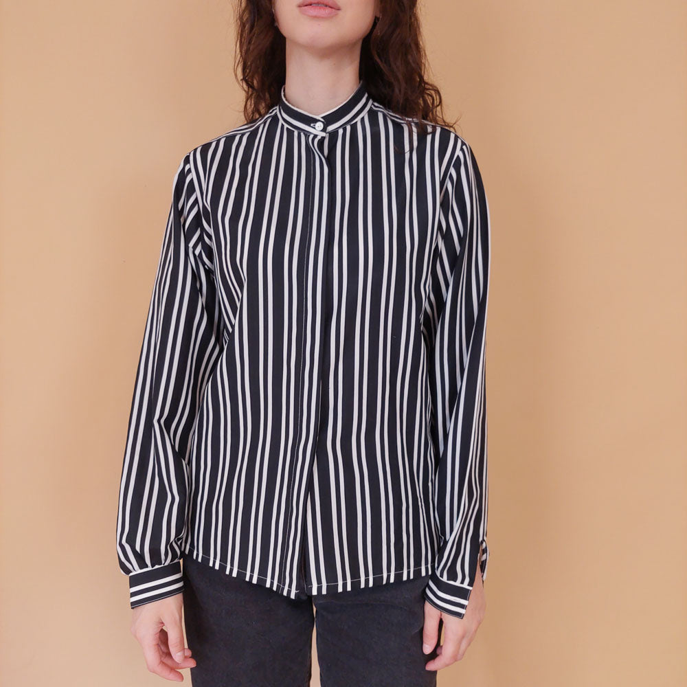 VIN-BLO-32159 Vintage πουκάμισο ριγέ M-L