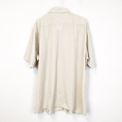 VIN-SHI-27349 Vintage πουκάμισο καρό εκρού 2XL
