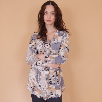 VIN-BLO-32160 Vintage πουκάμισο εμπριμέ L