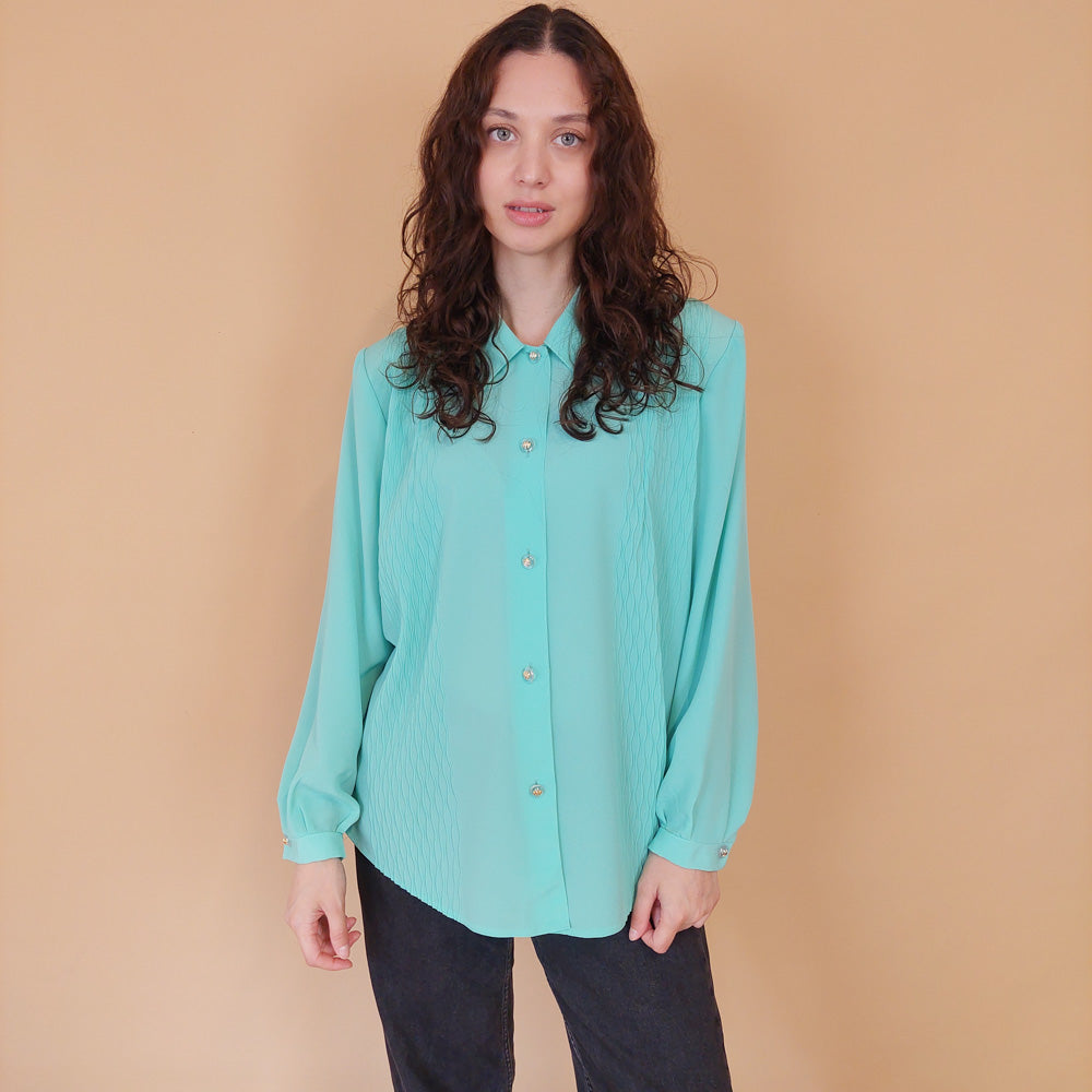 VIN-BLO-32162 Vintage πουκάμισο μιντ L-XL