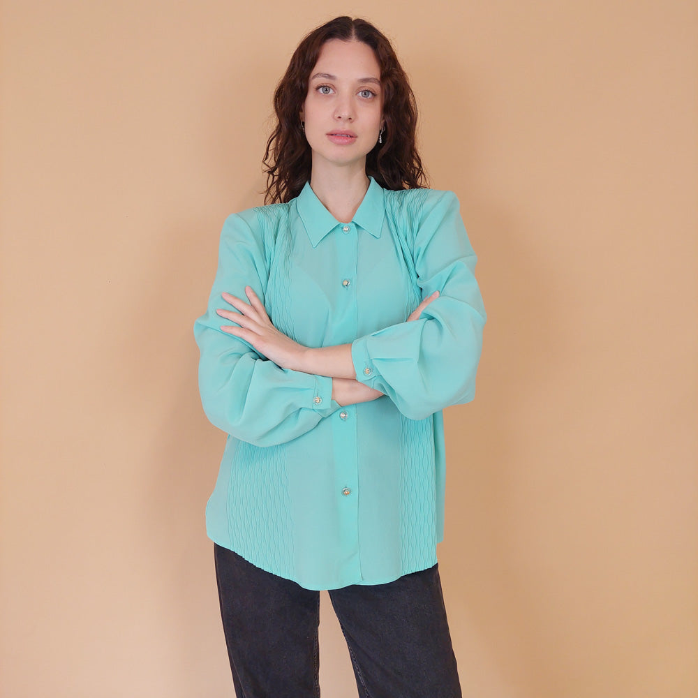 VIN-BLO-32162 Vintage πουκάμισο μιντ L-XL