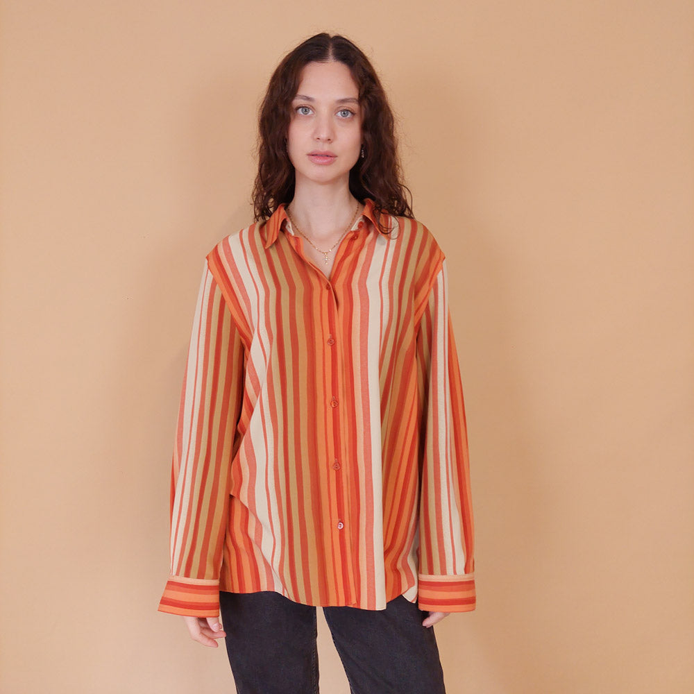 VIN-BLO-32164 Vintage πουκάμισο ριγέ L-XL