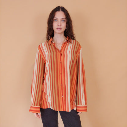 VIN-BLO-32164 Vintage πουκάμισο ριγέ L-XL