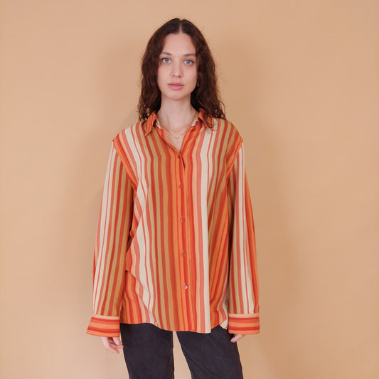 VIN-BLO-32164 Vintage πουκάμισο ριγέ L-XL