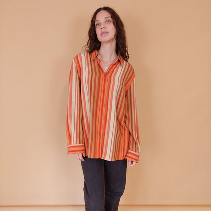 VIN-BLO-32164 Vintage πουκάμισο ριγέ L-XL