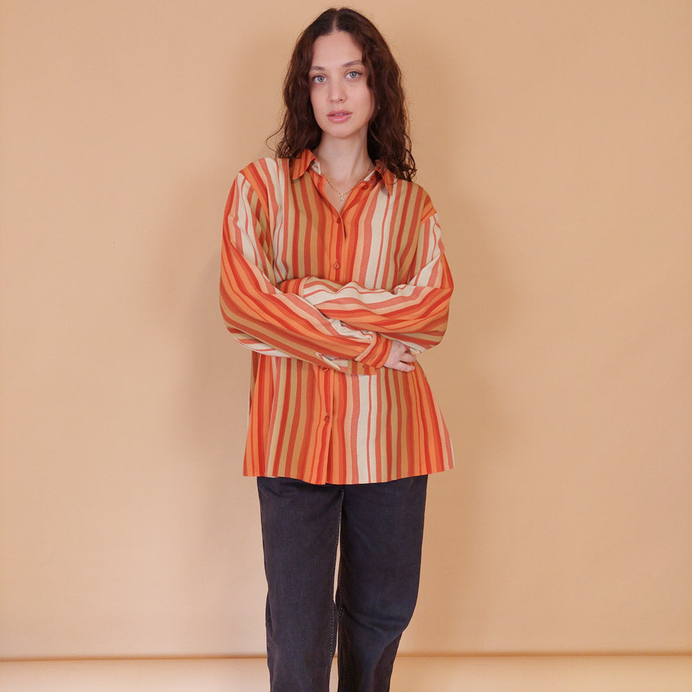 VIN-BLO-32164 Vintage πουκάμισο ριγέ L-XL