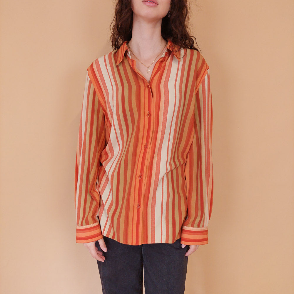 VIN-BLO-32164 Vintage πουκάμισο ριγέ L-XL