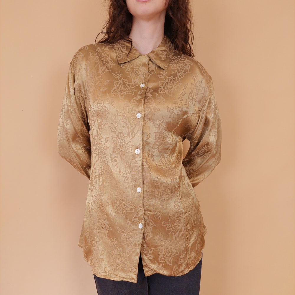 VIN-BLO-32165 Vintage πουκάμισο βισκόζη M-L