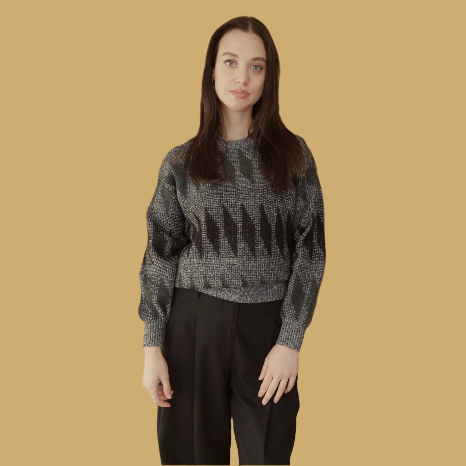 VIN-KNIT-28069 Vintage μπλούζα πλεκτή λιλά S-M