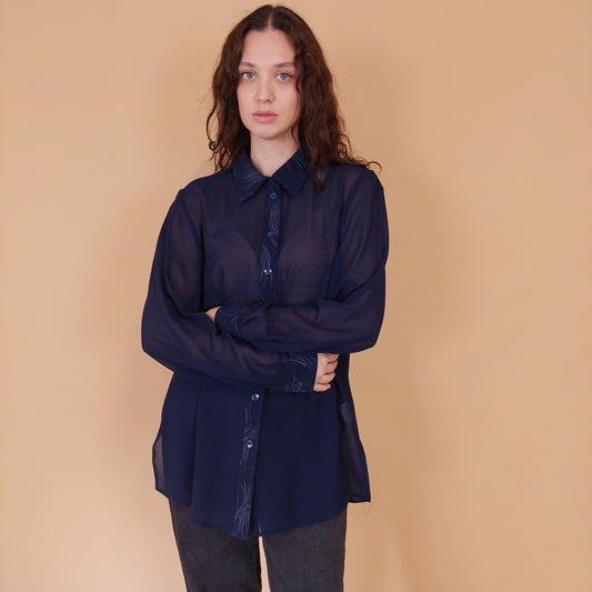 VIN-BLO-32171 Vintage πουκάμισο μπλε L