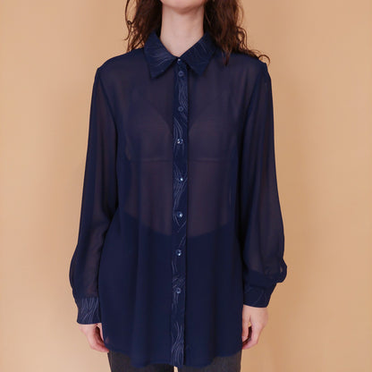 VIN-BLO-32171 Vintage πουκάμισο μπλε L