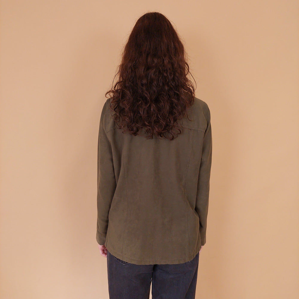 VIN-BLO-32172 Vintage πουκάμισο oversirt χακί S-M