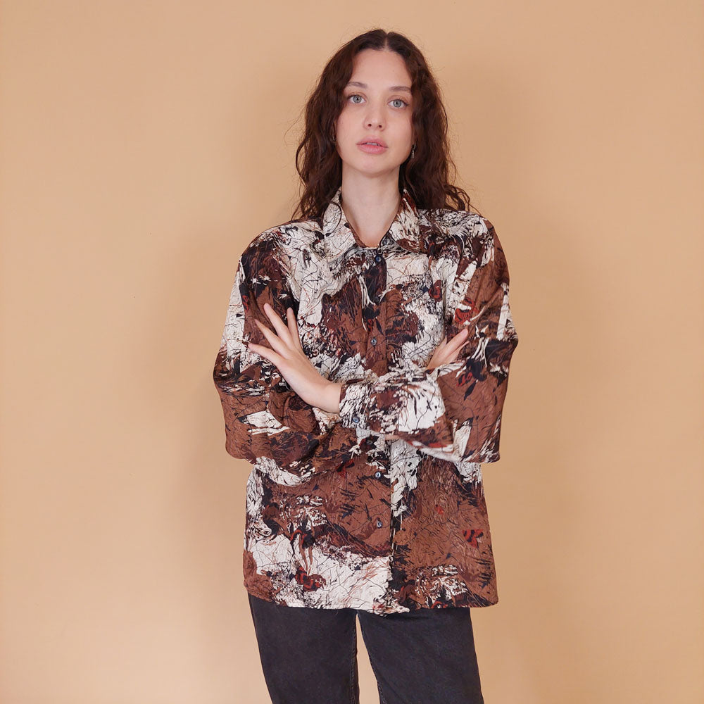 VIN-BLO-32173 Vintage πουκάμισο εμπριμέ L-XL