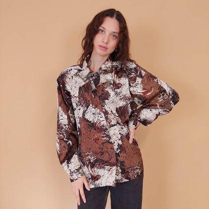 VIN-BLO-32173 Vintage πουκάμισο εμπριμέ L-XL