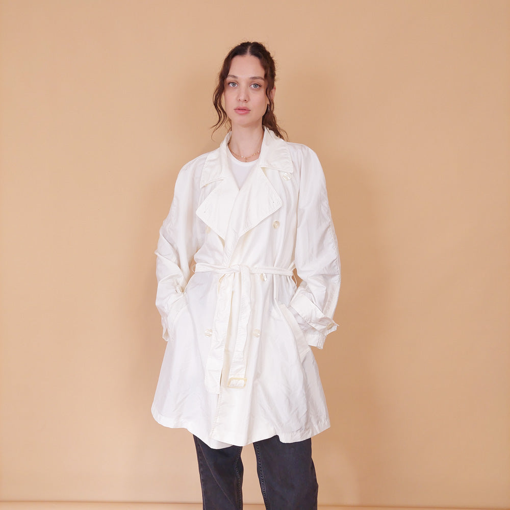 VIN-OUTW-32069 Vintage καμπαρντίνα λευκή L