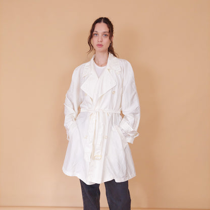 VIN-OUTW-32069 Vintage καμπαρντίνα λευκή L