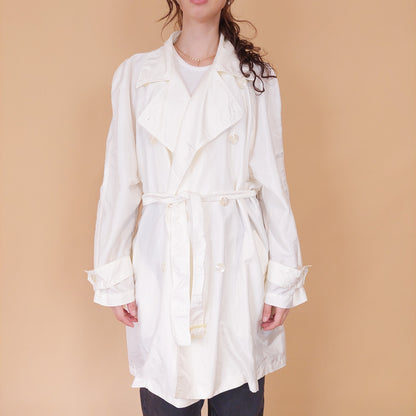 VIN-OUTW-32069 Vintage καμπαρντίνα λευκή L