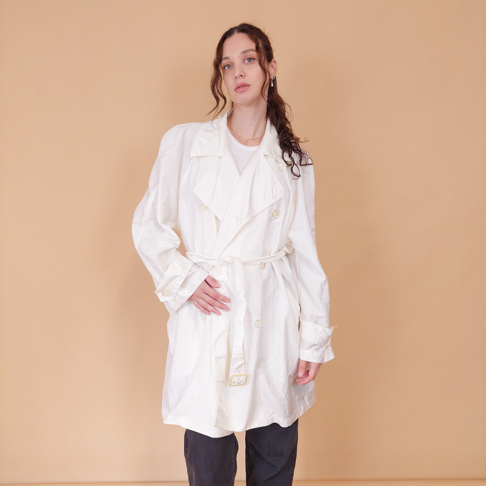 VIN-OUTW-32069 Vintage καμπαρντίνα λευκή L