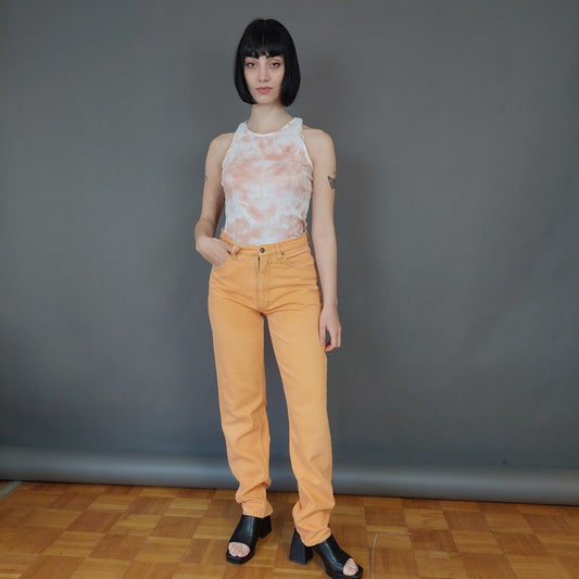 VIN-TR-27268 Vintage παντελόνι ψηλόμεσο πορτοκαλί S-M