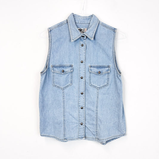 VIN-OUTW-27318 Vintage denim γιλεκό πουκάμισο unisex γαλάζιο S. Oliver L