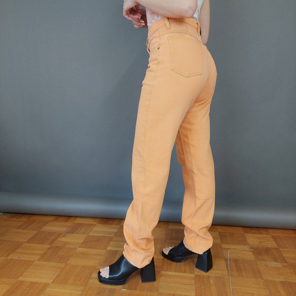 VIN-TR-27268 Vintage παντελόνι ψηλόμεσο πορτοκαλί S-M