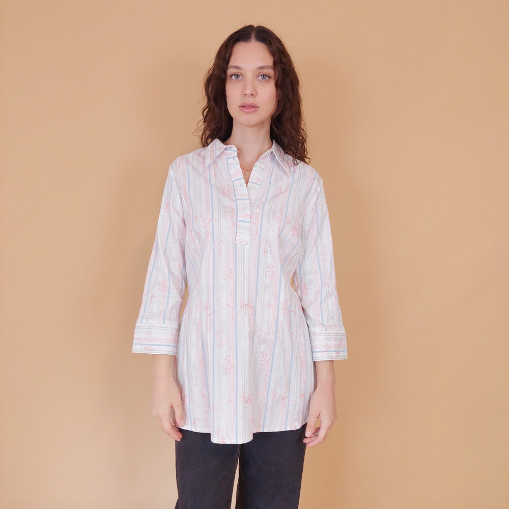 VIN-BLO-32148 Vintage πουκάμισο ριγέ M-L