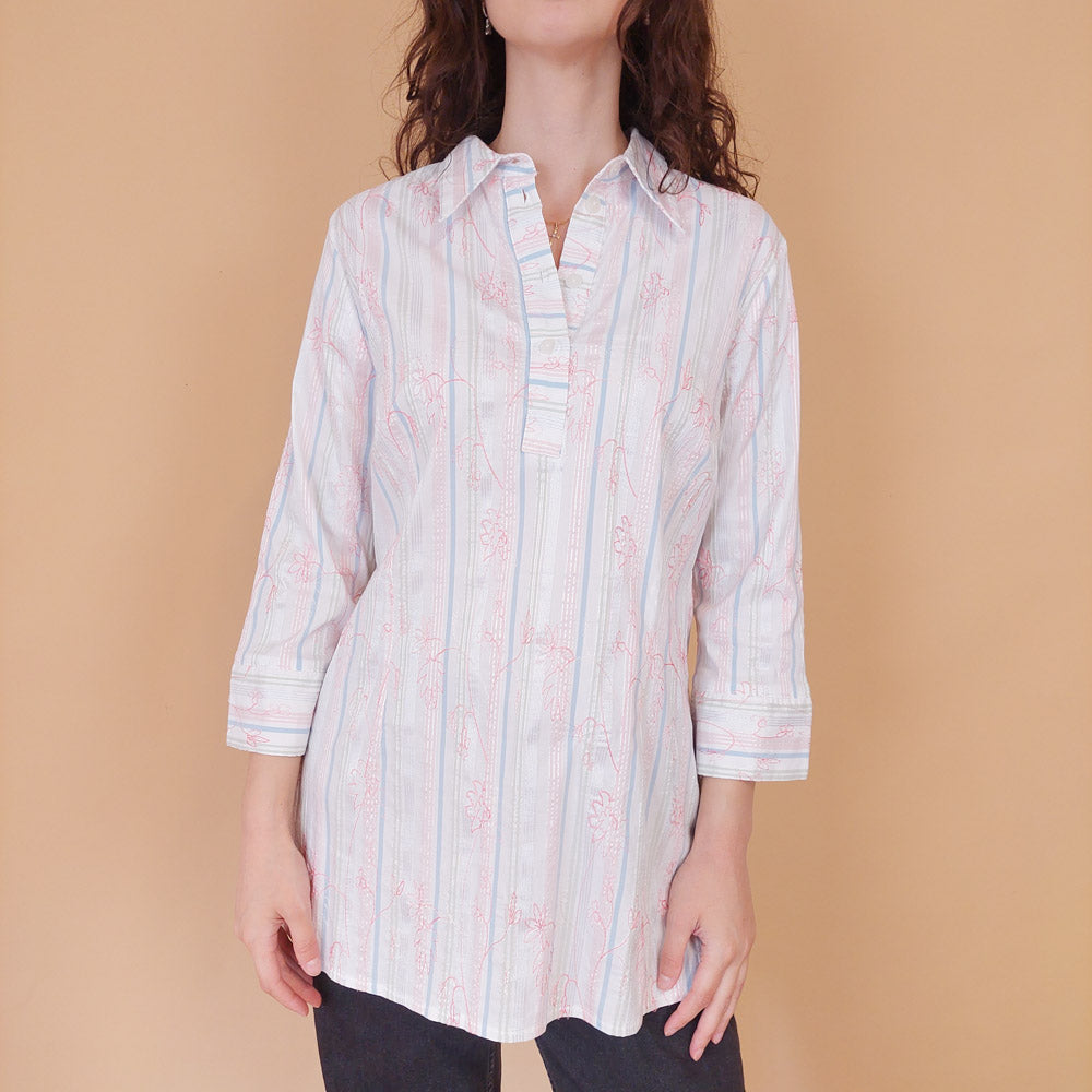 VIN-BLO-32148 Vintage πουκάμισο ριγέ M-L