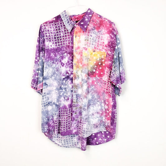 VIN-SHI-27327 Vintage πουκάμισο crazy pattern εμπριμέ XL