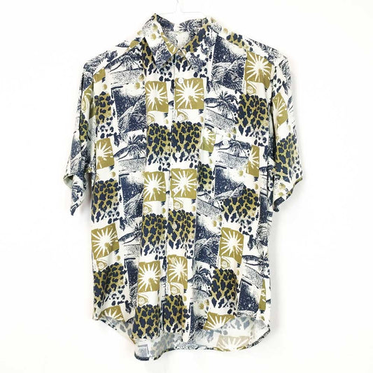 VIN-SHI-27325 Vintage πουκάμισο crazy pattern M