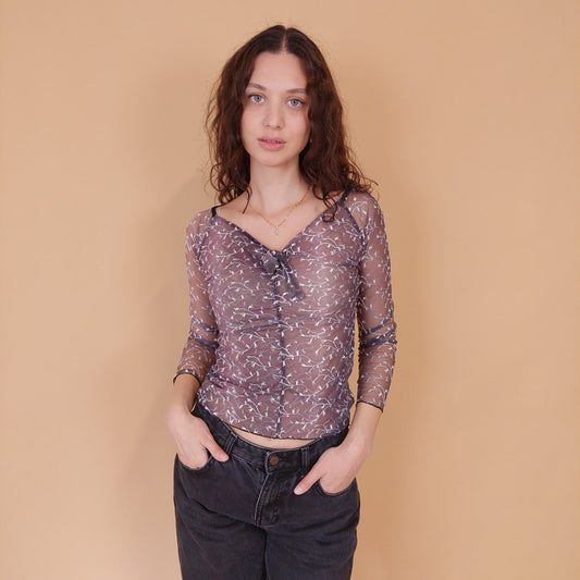 VIN-BLO-32130 Vintage πουκάμισο τούλι S