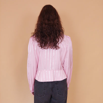 VIN-BLO-32131 Vintage πουκάμισο σατινέ ροζ M-L