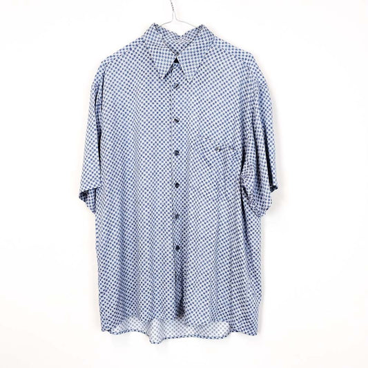 VIN-SHI-27335 Vintage πουκάμισο crazy pattern μπλε L-XL