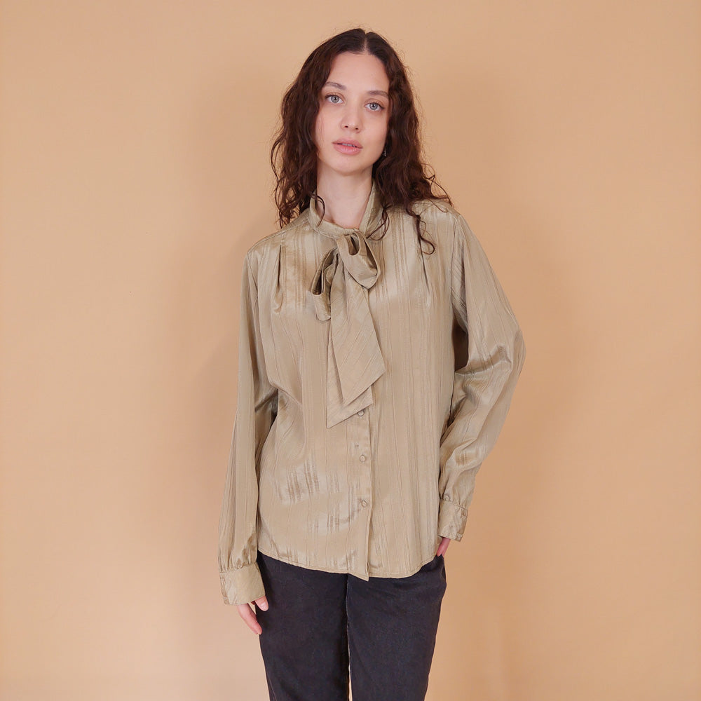 VIN-BLO-32150 Vintage πουκάμισο λαδί L-XL