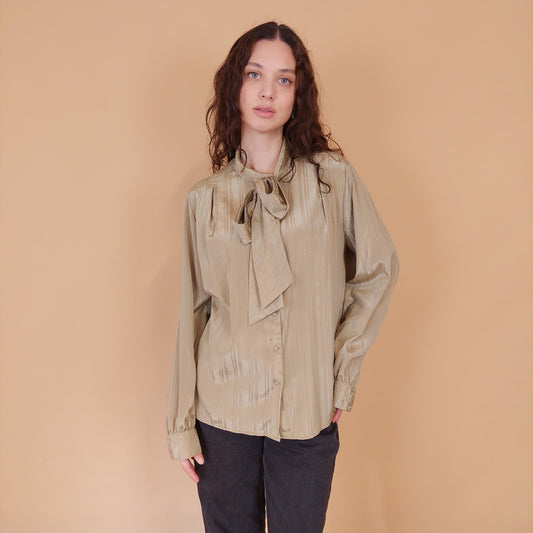 VIN-BLO-32150 Vintage πουκάμισο λαδί L-XL