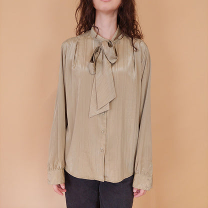 VIN-BLO-32150 Vintage πουκάμισο λαδί L-XL