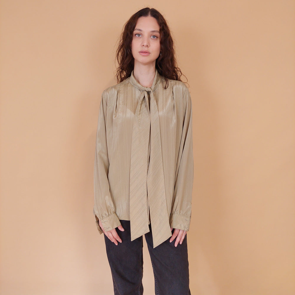 VIN-BLO-32150 Vintage πουκάμισο λαδί L-XL