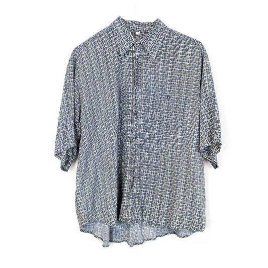 VIN-SHI-27337 Vintage πουκάμισο crazy pattern μπλε XL