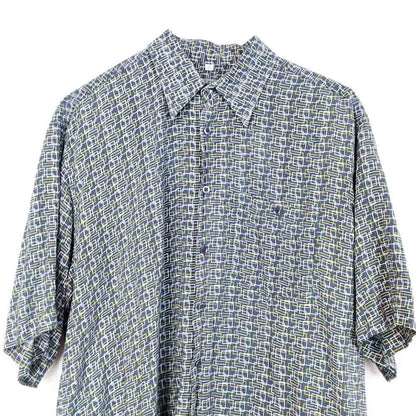 VIN-SHI-27337 Vintage πουκάμισο crazy pattern μπλε XL