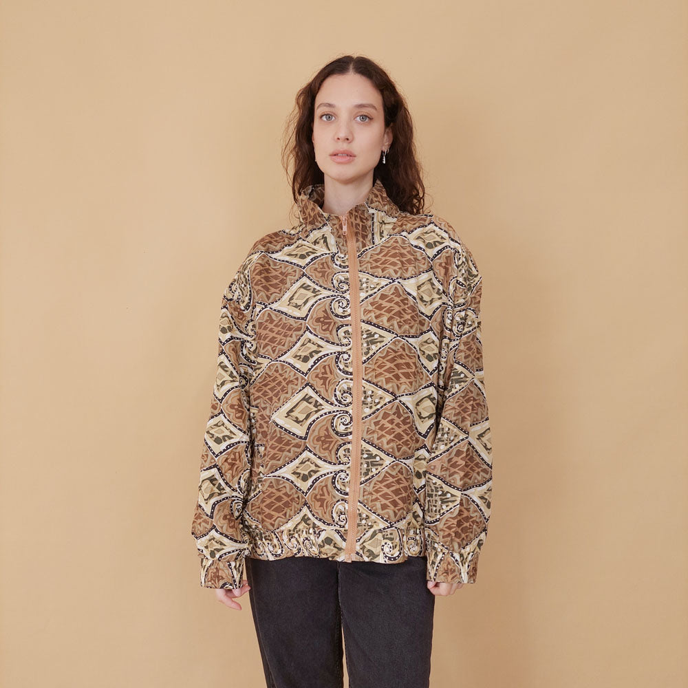 VIN-OUTW-32106 Vintage crazy jacket μεταξωτό L