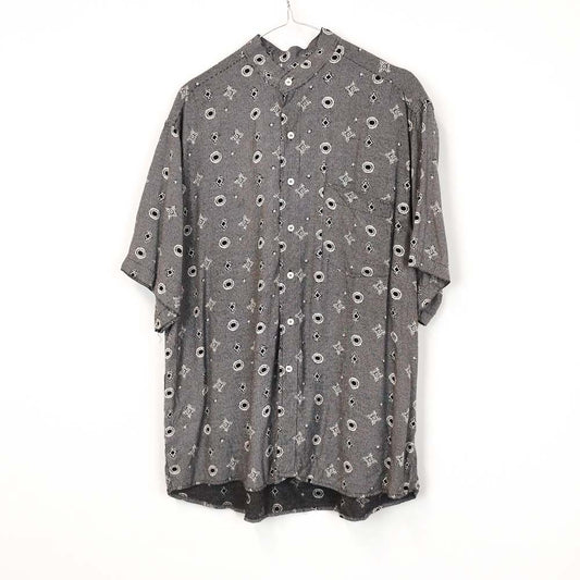 VIN-SHI-27339 Vintage πουκάμισο crazy pattern μαύρο M
