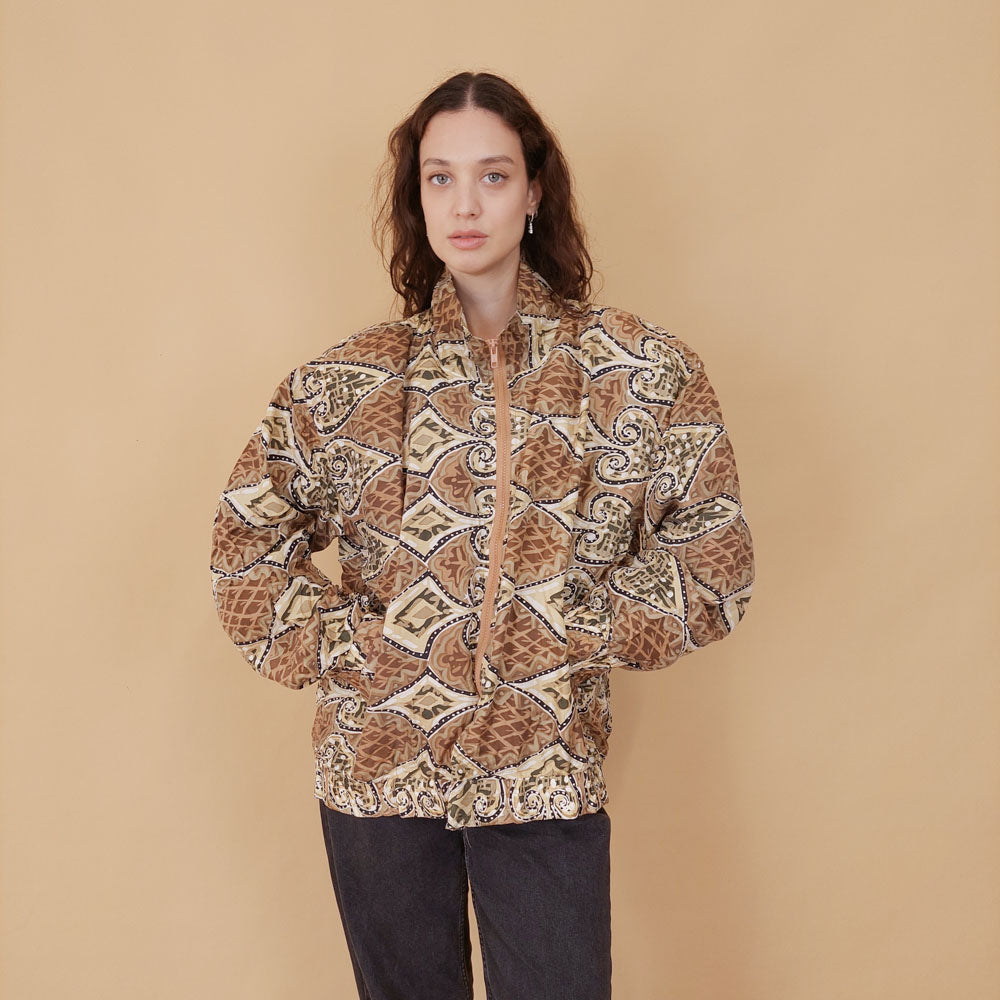 VIN-OUTW-32106 Vintage crazy jacket μεταξωτό L