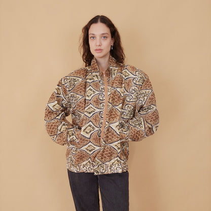 VIN-OUTW-32106 Vintage crazy jacket μεταξωτό L