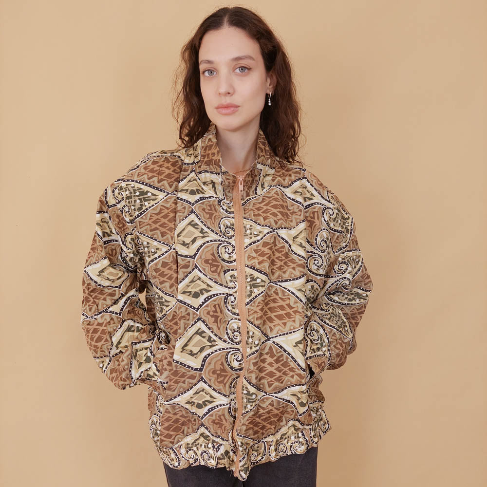 VIN-OUTW-32106 Vintage crazy jacket μεταξωτό L