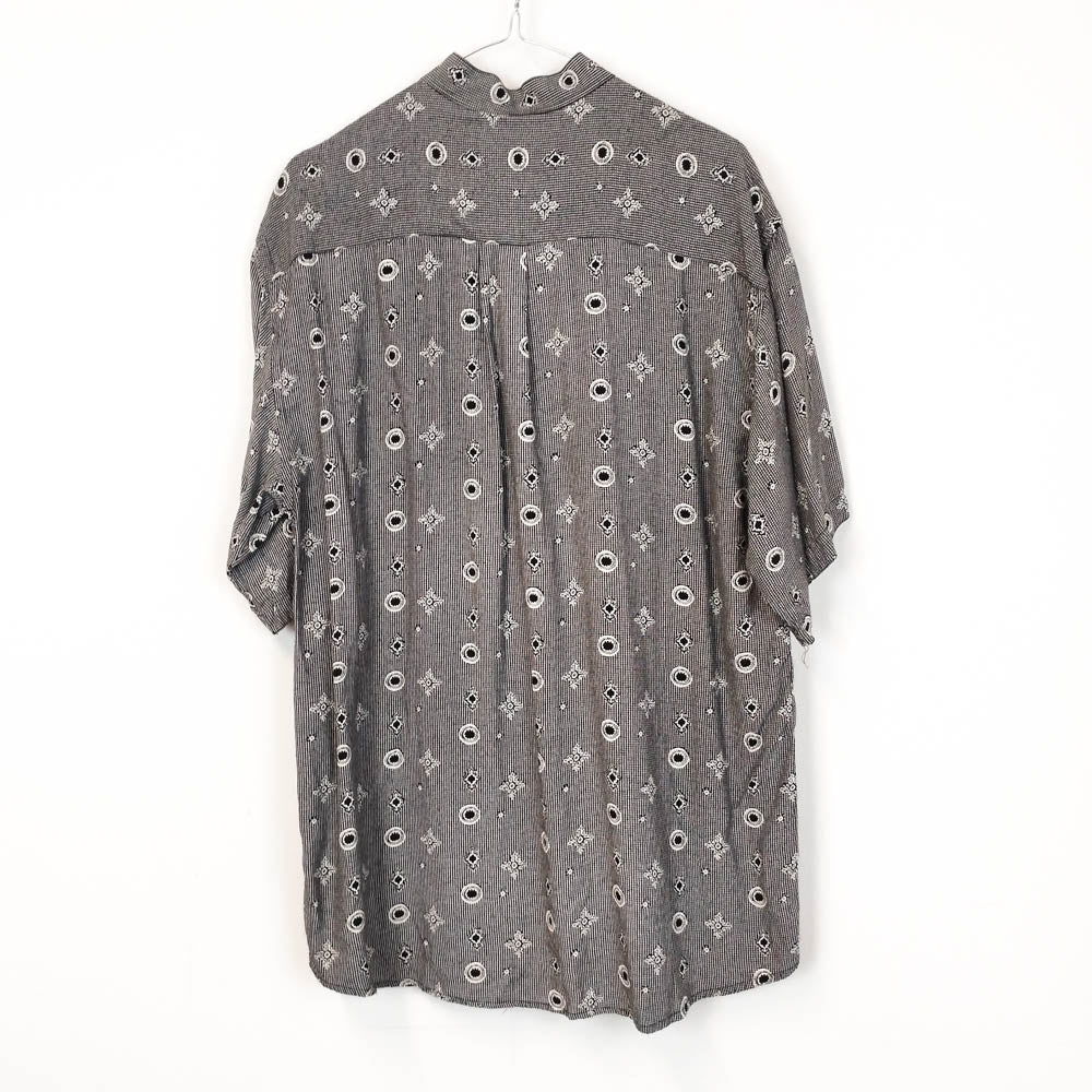 VIN-SHI-27339 Vintage πουκάμισο crazy pattern μαύρο M