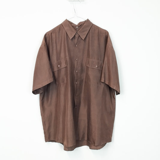 VIN-SHI-26751 Vintage πουκάμισο καφέ L