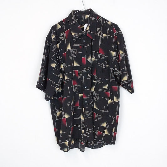 VIN-SHI-27652 Vintage πουκάμισο crazy pattern μαύρο XL